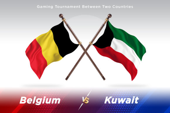 Belgium Versus Kuwait Two Flags